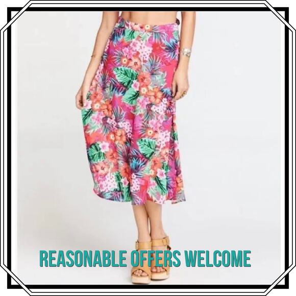 Show Me Your MuMu Pants - Show Me Your MuMu Flirt Skirt Hawaiian Floral Midi Skirt Size Medium